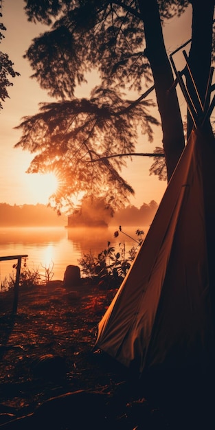 kamp zonsondergang tent rust genade landschap zen harmonie rust kalmte eenheid harmonie fotografie