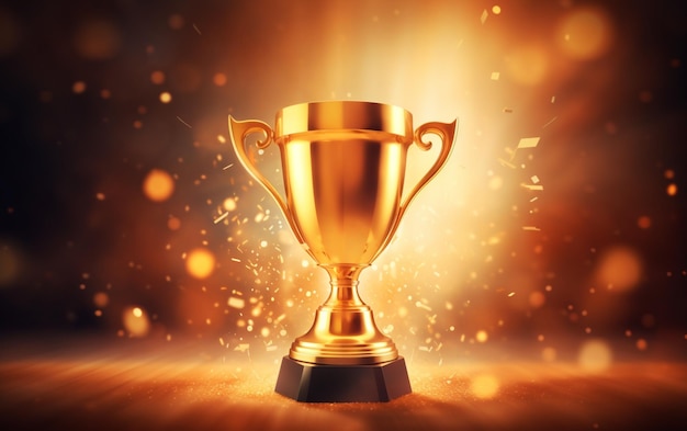 Kampioen gouden trofee voor winnaarachtergrond Succes en prestatieconcept