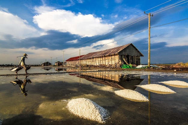 Foto kampot provincie cambodja zoutveld zicht