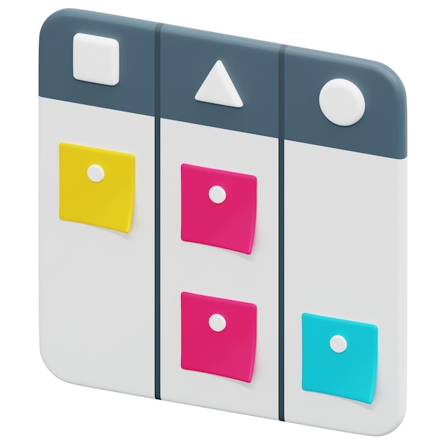 kanban 3d render icon illustration