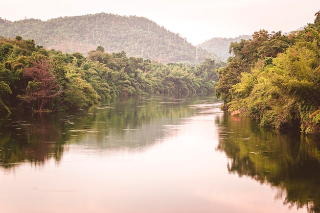 Kanchanaburi Nature and Wildlife tropical forest along Kaew river in Kanchanaburi Thailand