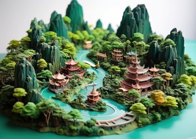 Kanchanaburi Thailand met 3D-vaartuig en geïsoleerde achtergrond