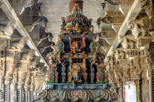 Kanchipuram India View of Sri Ekambaranathar Temple in Kanchipuram Details of architecture