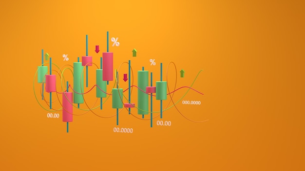 Kandelaargrafiek van de beurs achtergrond 3D-rendering