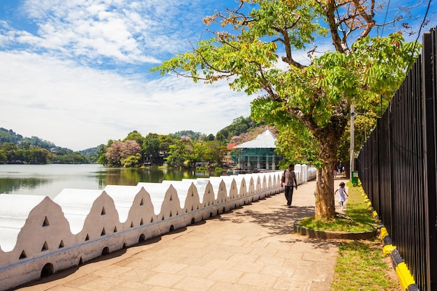 Kandy Lake promenade in Kandy city, Sri Lanka