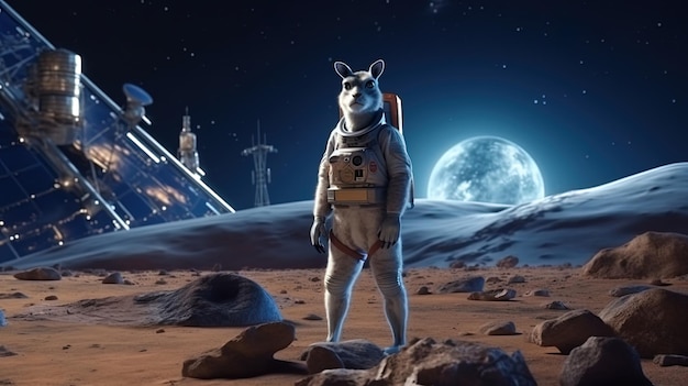 Kangaroo astronaut in the space station