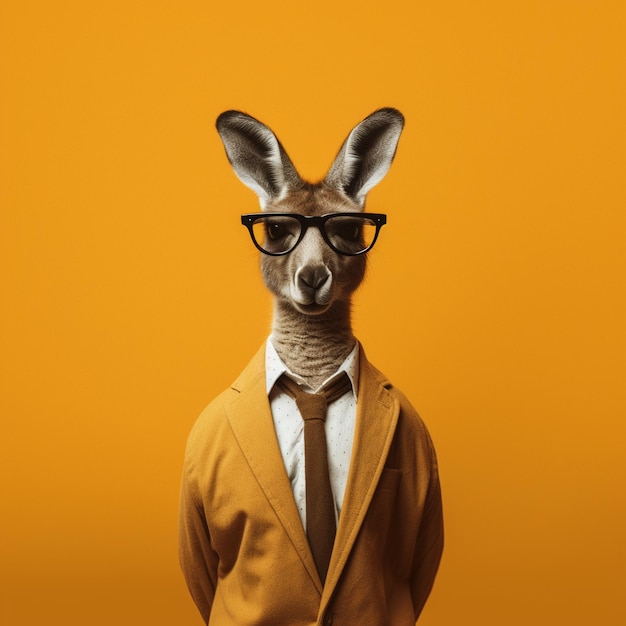 A kangaroo in glasses in style of Postminimalism