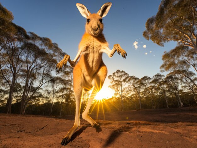 Kangaroo hopping across the australian outback