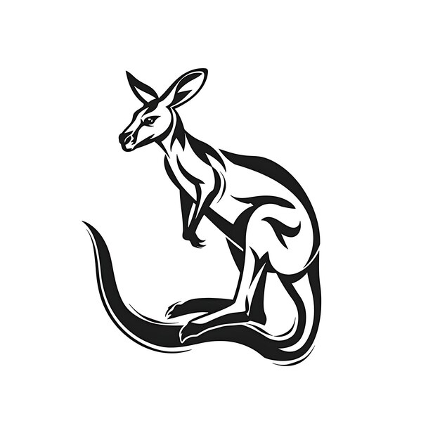 Photo kangaroo icon jumping emblem with australian border lively k concept idea design simple minimal art