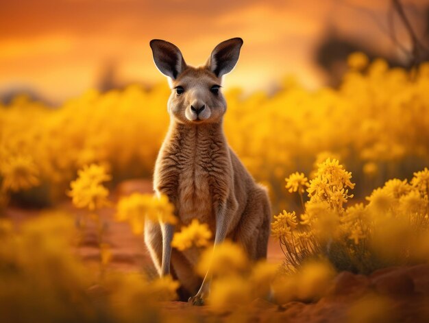 自然の生息地にあるカンガルー 野生生物写真 生成人工知能