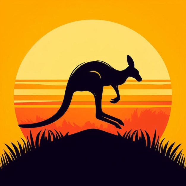 Kangaroo jumping at sunset Ai generate