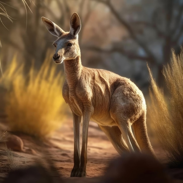 Kangaroo in natural habitat generative AI