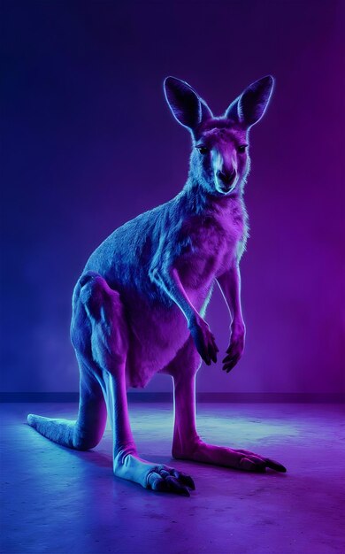 A Kangaroo in a neon background