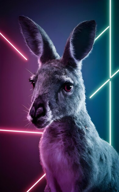 A Kangaroo in a neon background