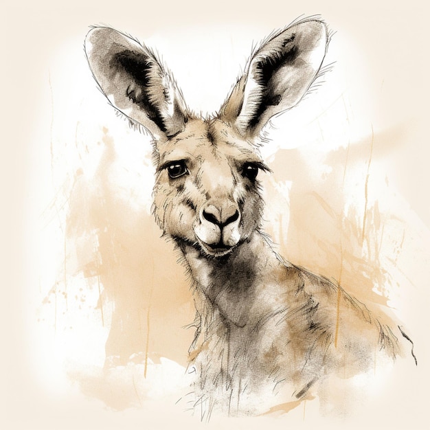 Photo kangaroo sketch on white background
