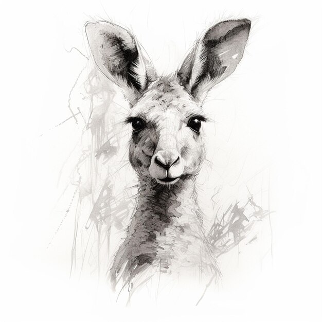 kangaroo sketch on white background