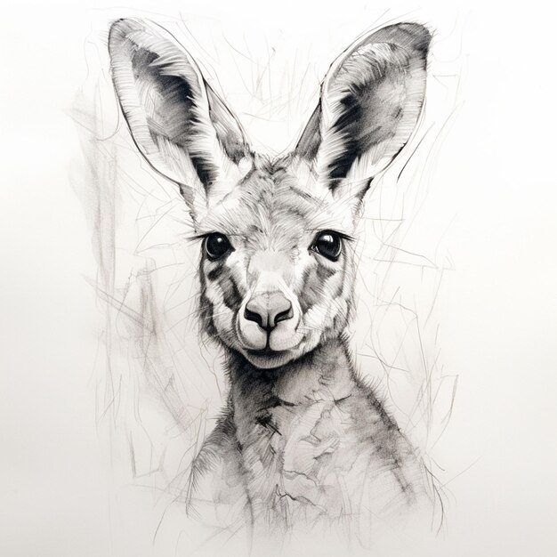 kangaroo sketch on white background