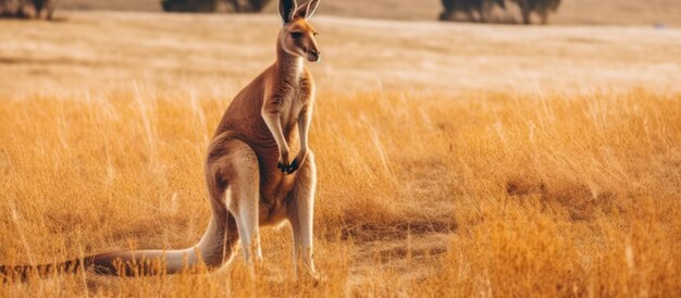 kangaroo standing in field background