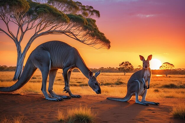 Фото Кенгуру закат австралия