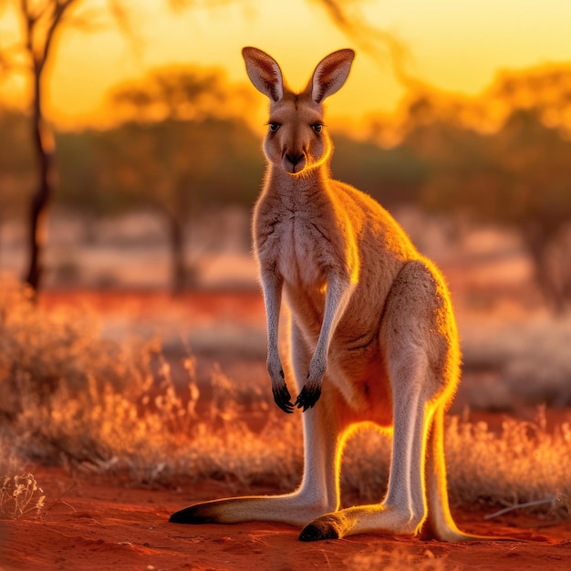 夕暮れのカンガルー