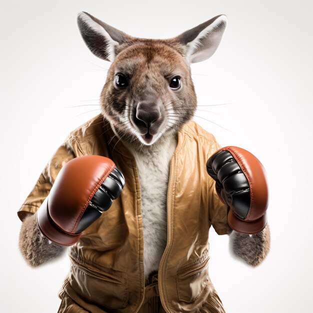 Foto un canguro che indossa guanti da boxe