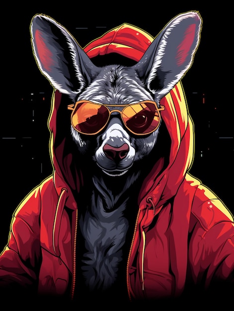 Photo kangaroo with cap and sunglasses vector
