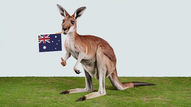 a kangaroo with a flag that says kangaroo on it
