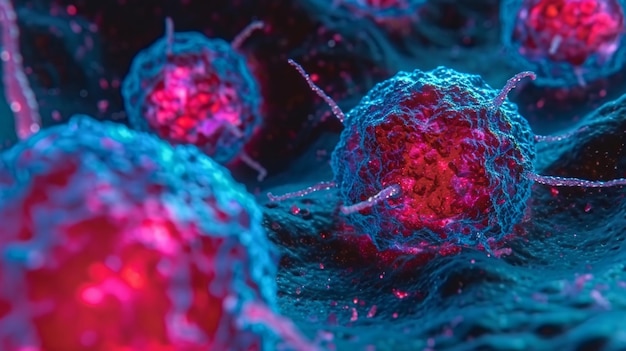 Kankercel Oncologie onderzoek structuur mutatie somatische lichaamscel genetische aanleg Neoplasmata kankerziekte kwaadaardige tumor Gevaar angst voor het onbekende biologie medicijn dna immuun