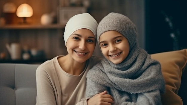 Kankerpatiënt die een jongvolwassene is, bezoekt haar dochter thuis Overweeg het concept van huisartsgeneeskunde en generatieve AI