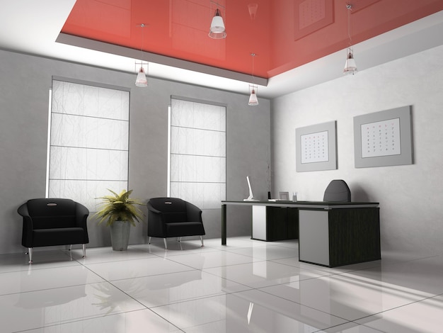 Kantoor interieur 3D-rendering