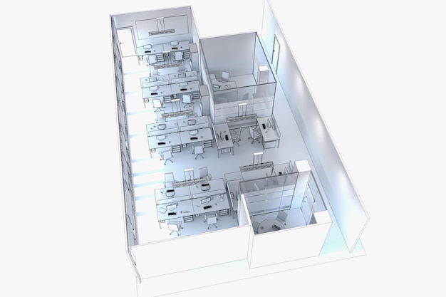 kantoor interieur visualisatie 3D illustratie cg render