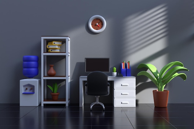 kantoor kamer 3D-rendering illustratie