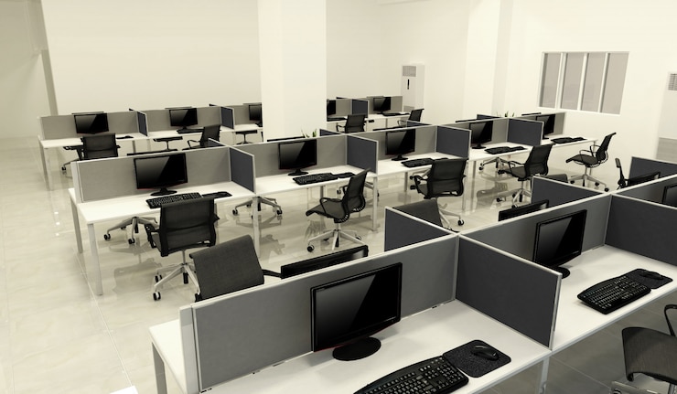 Foto kantoorbusiness - mooie grote kamer kantoorruimte en vergadertafel, moderne stijl. 3d re