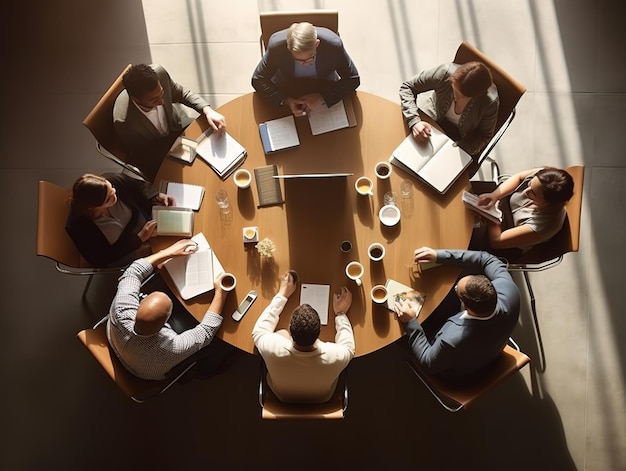 Kantoormedewerkers aan tafel