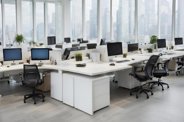 kantoorruimte met netjes gerangschikte bureaus voor werknemers modern concept Generatieve AI