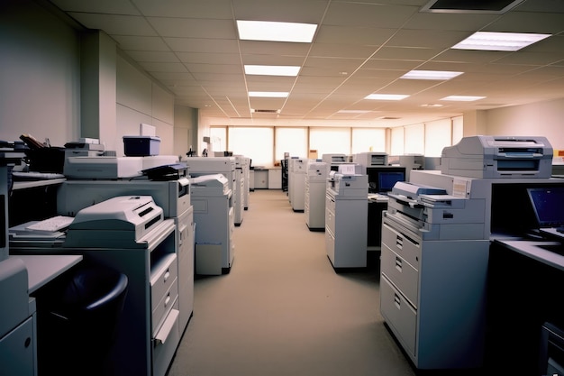 kantoorruimte op kantoor met kopieerapparaat professionele fotografie AI gegenereerd