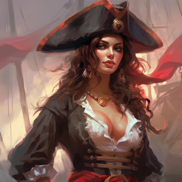 Kapitein van de betoverde zeeën Een fantasie van een prachtige vrouwelijke piraat