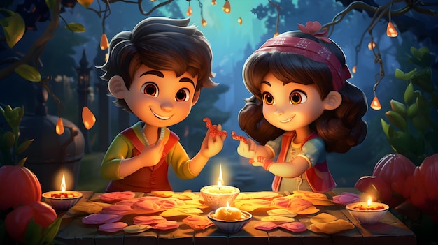 Karakter op Diwali-festival gegenereerd door Ai