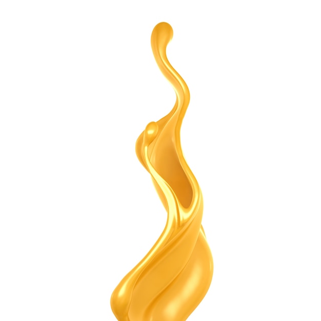 Karamel splash. 3D-afbeelding, 3D-rendering.