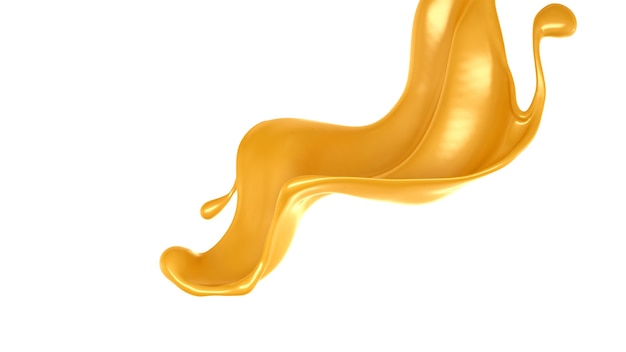 Karamel splash. 3D-afbeelding, 3D-rendering.
