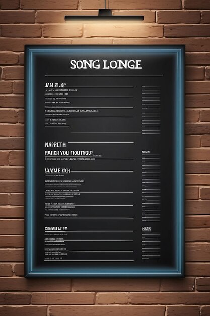 Foto karaoke lounge lista canzoni mockup di segnaletica con spazio bianco vuoto per posizionare il tuo disegno