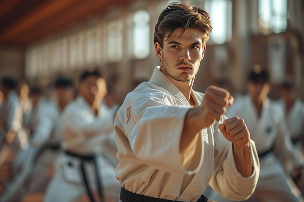 A karate Asian martial art training in a dojo Ai generative