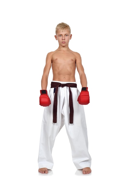 Karate boy with red gloves