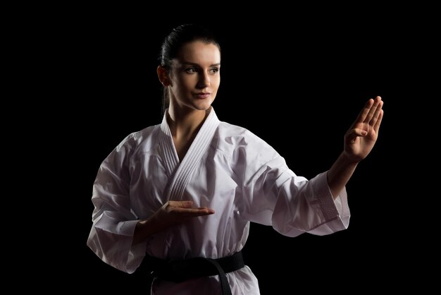 Karate Fighter Isolated On Black Background
