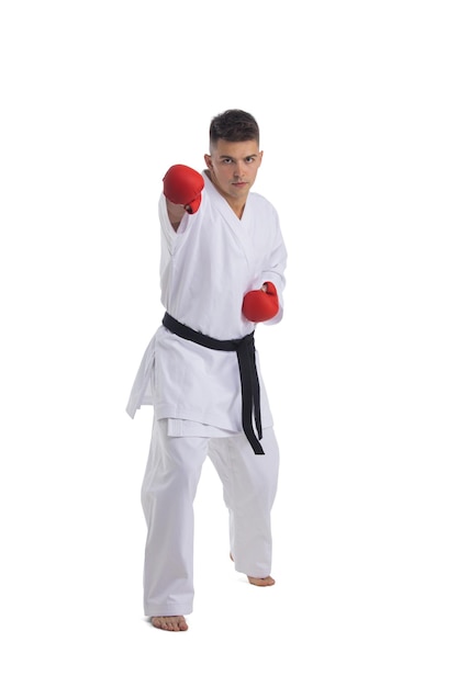 Combattente di karate colpito