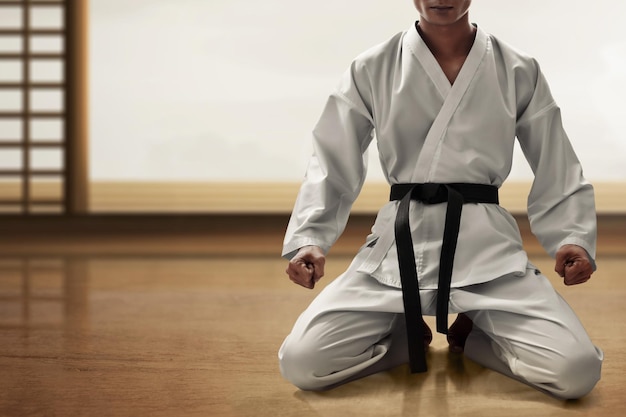 Photo karate martial arts fighter sitting