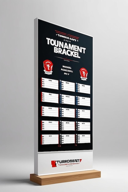 Karate Tournament Bracket Display Signage Mockup with blank white empty space for placing your design