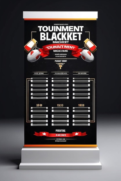 Karate Tournament Bracket Display Signage Mockup with blank white empty space for placing your design