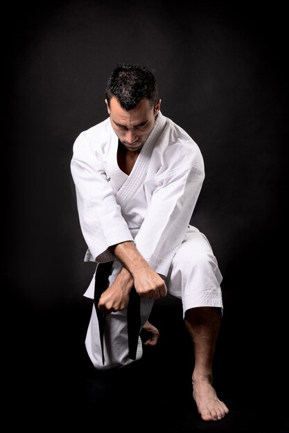 Karateka practicing kata