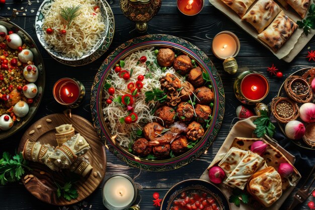 Photo kareem ramadan food with ornaments